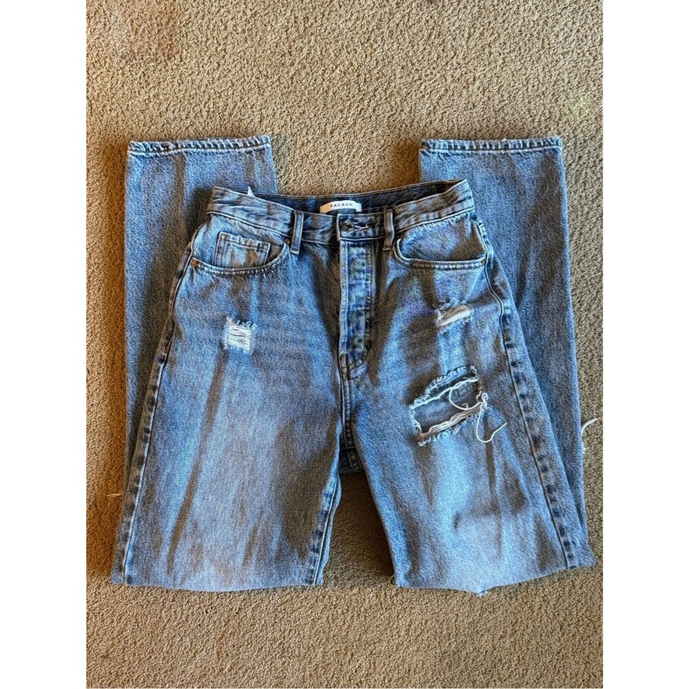 PacSun Light Wash Distressed Dad Jeans Size 25